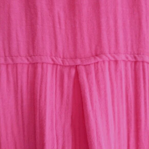 Old Navy Romper Shorts 2X Pink Cotton Gauzy Seersucker Collar Waist Tie Colorful - Picture 7 of 10
